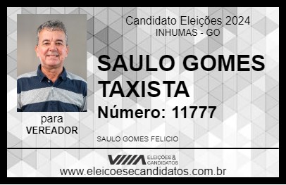 Candidato SAULO GOMES TAXISTA 2024 - INHUMAS - Eleições