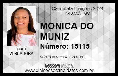 Candidato MONICA DO MUNIZ 2024 - ARUANÃ - Eleições