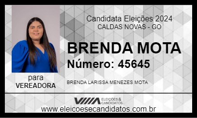 Candidato BRENDA MOTA 2024 - CALDAS NOVAS - Eleições