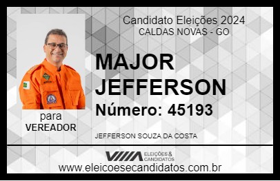 Candidato MAJOR JEFFERSON 2024 - CALDAS NOVAS - Eleições