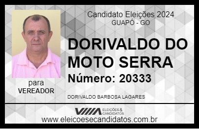 Candidato DORIVALDO DO MOTO SERRA 2024 - GUAPÓ - Eleições