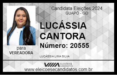 Candidato LUCÁSSIA CANTORA 2024 - GUAPÓ - Eleições