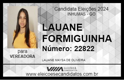 Candidato LAUANE FORMIGUINHA 2024 - INHUMAS - Eleições