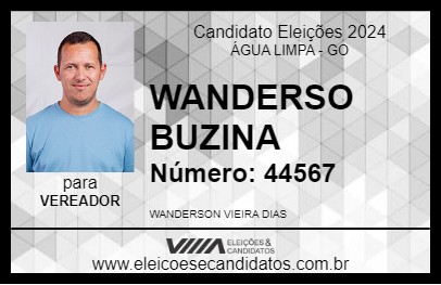 Candidato WANDERSO BUZINA 2024 - ÁGUA LIMPA - Eleições