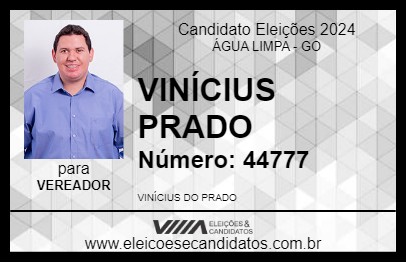 Candidato VINÍCIUS PRADO 2024 - ÁGUA LIMPA - Eleições