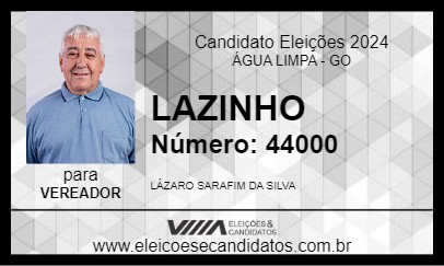 Candidato LAZINHO 2024 - ÁGUA LIMPA - Eleições