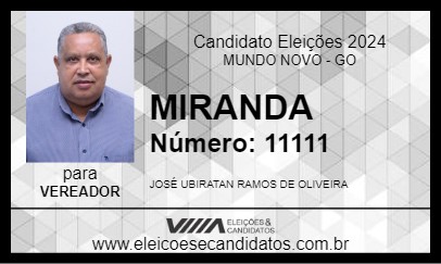 Candidato MIRANDA 2024 - MUNDO NOVO - Eleições