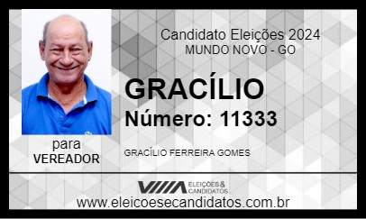 Candidato GRACÍLIO 2024 - MUNDO NOVO - Eleições