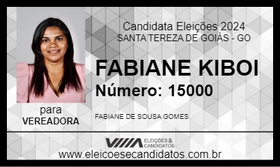 Candidato FABIANE KIBOI 2024 - SANTA TEREZA DE GOIÁS - Eleições