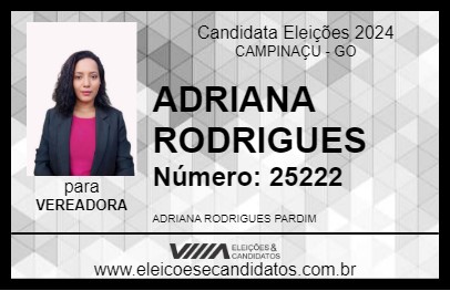 Candidato ADRIANA RODRIGUES 2024 - CAMPINAÇU - Eleições