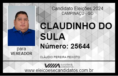 Candidato CLAUDINHO DO SULA 2024 - CAMPINAÇU - Eleições