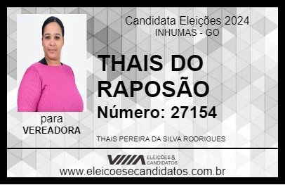 Candidato THAIS DO RAPOSÃO 2024 - INHUMAS - Eleições