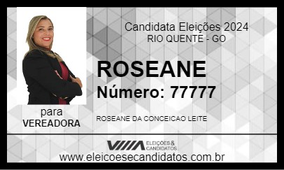 Candidato ROSEANE 2024 - RIO QUENTE - Eleições