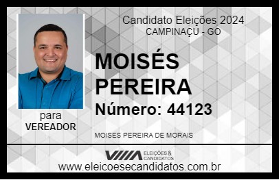 Candidato MOISÉS PEREIRA 2024 - CAMPINAÇU - Eleições