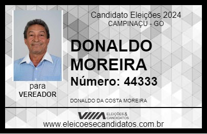 Candidato DONALDO MOREIRA 2024 - CAMPINAÇU - Eleições