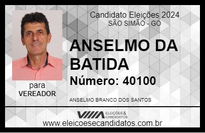 Candidato ANSELMO DA BATIDA 2024 - SÃO SIMÃO - Eleições