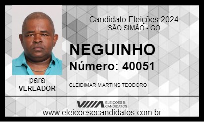 Candidato NEGUINHO 2024 - SÃO SIMÃO - Eleições