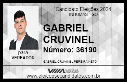 Candidato GABRIEL CRUVINEL 2024 - INHUMAS - Eleições