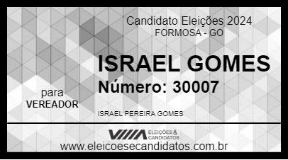 Candidato ISRAEL GOMES 2024 - FORMOSA - Eleições