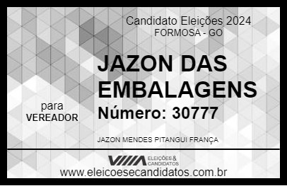 Candidato JAZON DAS EMBALAGENS 2024 - FORMOSA - Eleições