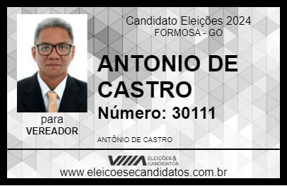 Candidato ANTONIO DE CASTRO 2024 - FORMOSA - Eleições