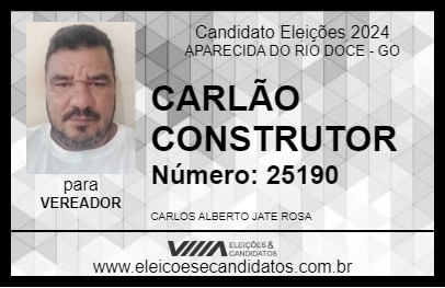 Candidato CARLÃO CONSTRUTOR 2024 - APARECIDA DO RIO DOCE - Eleições