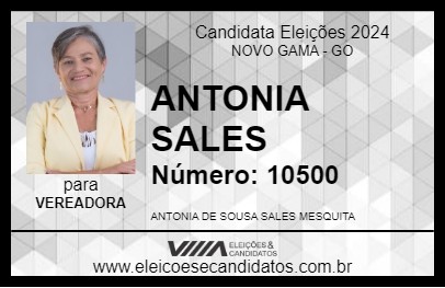 Candidato ANTONIA SALES 2024 - NOVO GAMA - Eleições