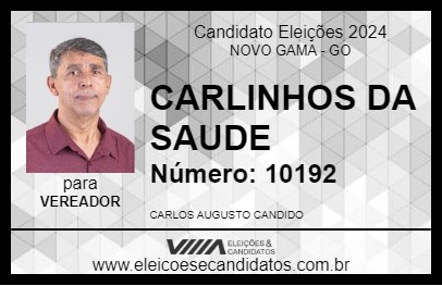 Candidato CARLINHOS DA SAUDE 2024 - NOVO GAMA - Eleições