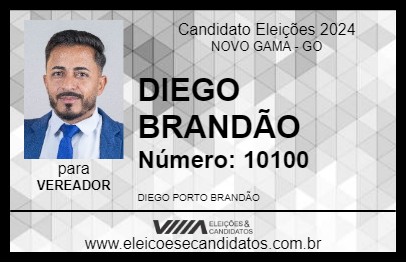 Candidato DIEGO BRANDÃO 2024 - NOVO GAMA - Eleições