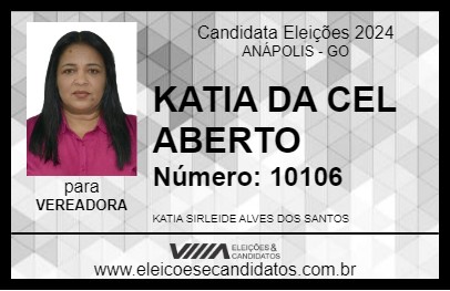 Candidato KÁTIA DA CÉU ABERTO 2024 - ANÁPOLIS - Eleições