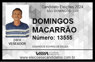 Candidato DOMINGOS MACARRÃO 2024 - SÃO DOMINGOS - Eleições