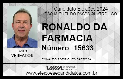 Candidato RONALDO DA FARMACIA 2024 - SÃO MIGUEL DO PASSA QUATRO - Eleições