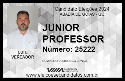 Candidato JUNIOR PROFESSOR 2024 - ABADIA DE GOIÁS - Eleições