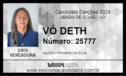 Candidato VÓ DETH 2024 - ABADIA DE GOIÁS - Eleições