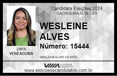 Candidato WESLAINE ALVES 2024 - CACHOEIRA ALTA - Eleições