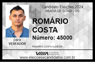 Candidato ROMÁRIO COSTA 2024 - ABADIA DE GOIÁS - Eleições