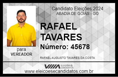 Candidato RAFAEL TAVARES 2024 - ABADIA DE GOIÁS - Eleições