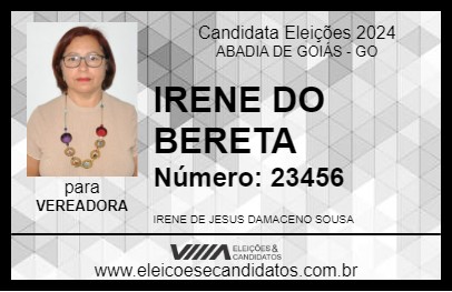 Candidato IRENE DO BERETA 2024 - ABADIA DE GOIÁS - Eleições