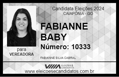 Candidato FABIANNE BABY 2024 - CAIAPÔNIA - Eleições