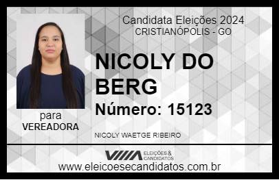 Candidato NICOLY DO BERG 2024 - CRISTIANÓPOLIS - Eleições