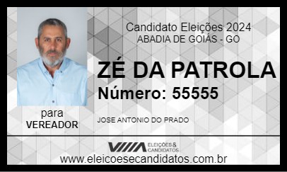 Candidato ZÉ DA PATROLA 2024 - ABADIA DE GOIÁS - Eleições