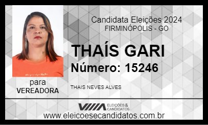 Candidato THAÍS GARI 2024 - FIRMINÓPOLIS - Eleições