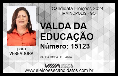 Candidato VALDA DA EDUCAÇÃO 2024 - FIRMINÓPOLIS - Eleições