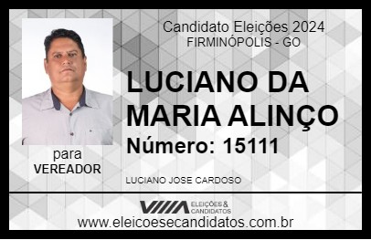 Candidato LUCIANO DA MARIA ALINÇO 2024 - FIRMINÓPOLIS - Eleições