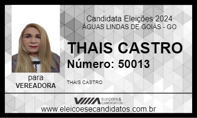 Candidato THAIS CASTRO 2024 - ÁGUAS LINDAS DE GOIÁS - Eleições