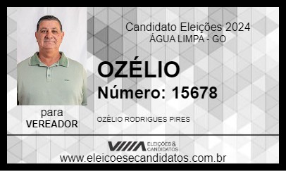 Candidato OZÉLIO 2024 - ÁGUA LIMPA - Eleições