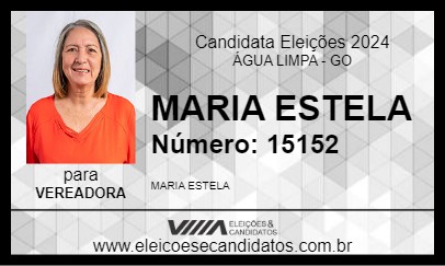 Candidato MARIA ESTELA 2024 - ÁGUA LIMPA - Eleições