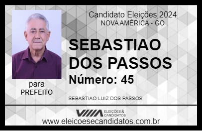 Candidato SEBASTIAO DOS PASSOS 2024 - NOVA AMÉRICA - Eleições