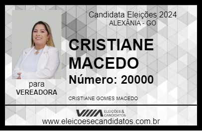 Candidato CRISTIANE MACEDO 2024 - ALEXÂNIA - Eleições