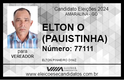 Candidato ELTON O (PAUISTINHA) 2024 - AMARALINA - Eleições